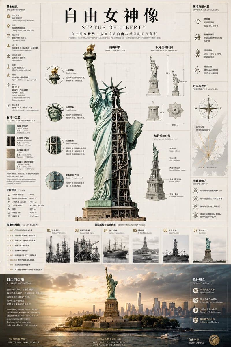 Statue of Liberty Technical Infographic preview image 1