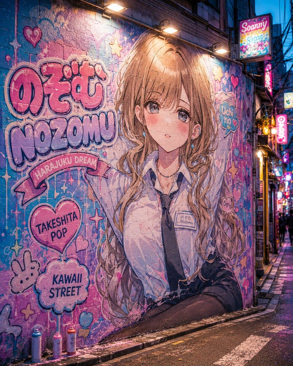 Harajuku Kawaii Graffiti Mural preview image 3