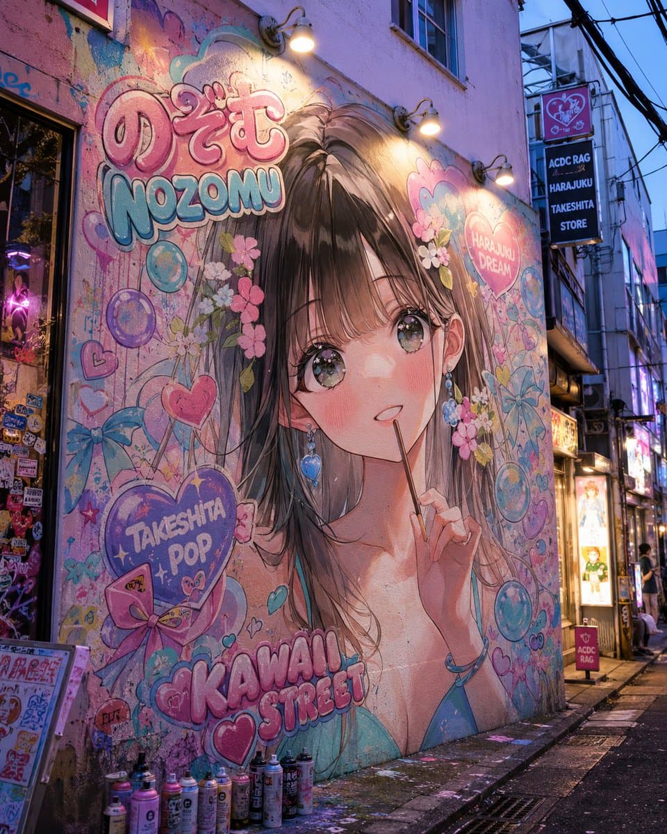 Harajuku Kawaii Graffiti Mural preview image 4