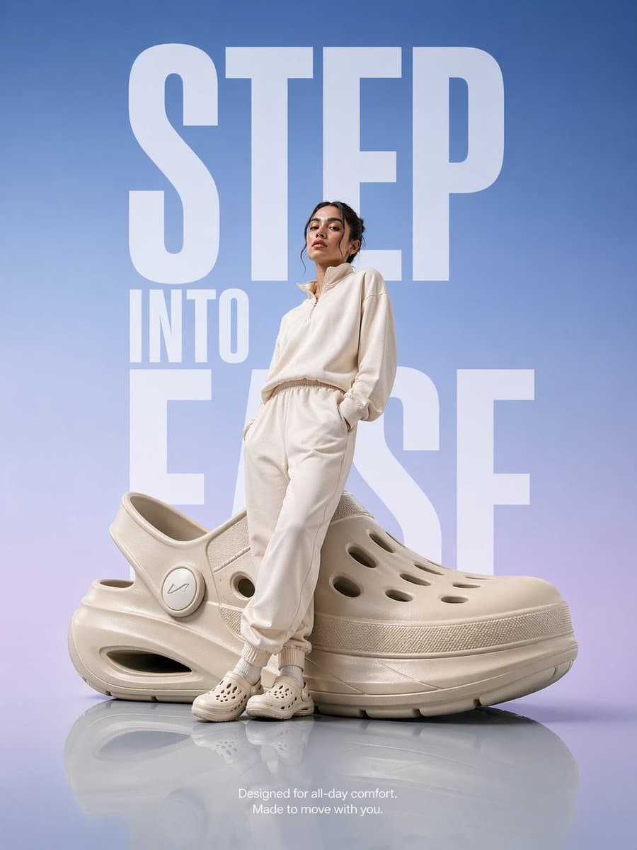 Futuristic Comfort Clog Product Advertisement preview image 1