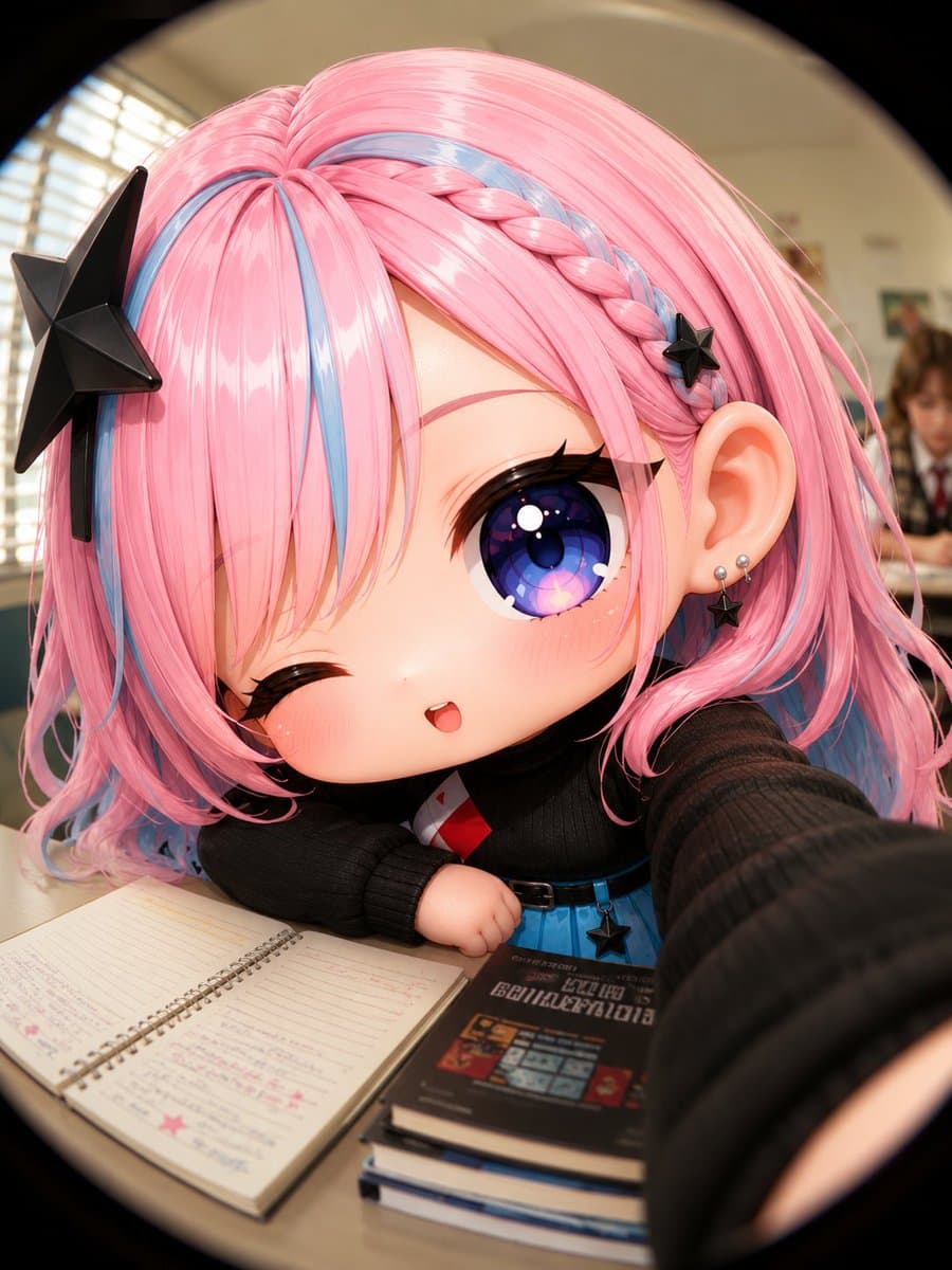 Fisheye Anime Schoolgirl Selfie preview image 2