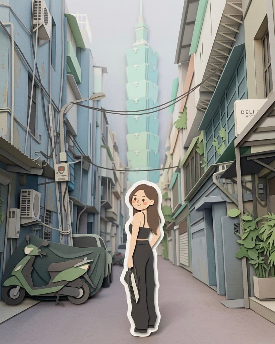 Chibi Sticker Paper-cut City Illustration preview image 2