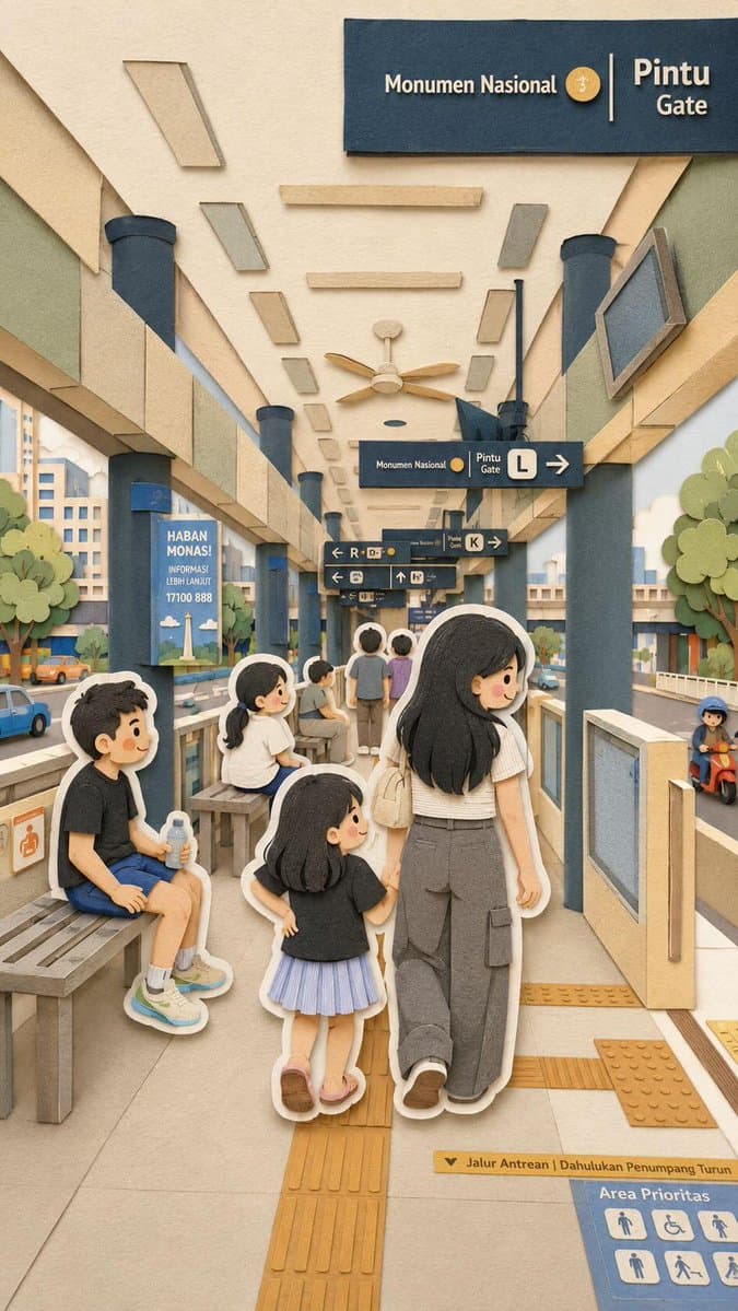 Kawaii Family Travel Paper-Cut Collage preview image 2