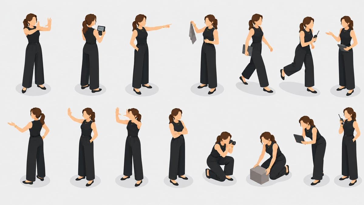 Isometric Businesswoman Pose Sheet preview image 1