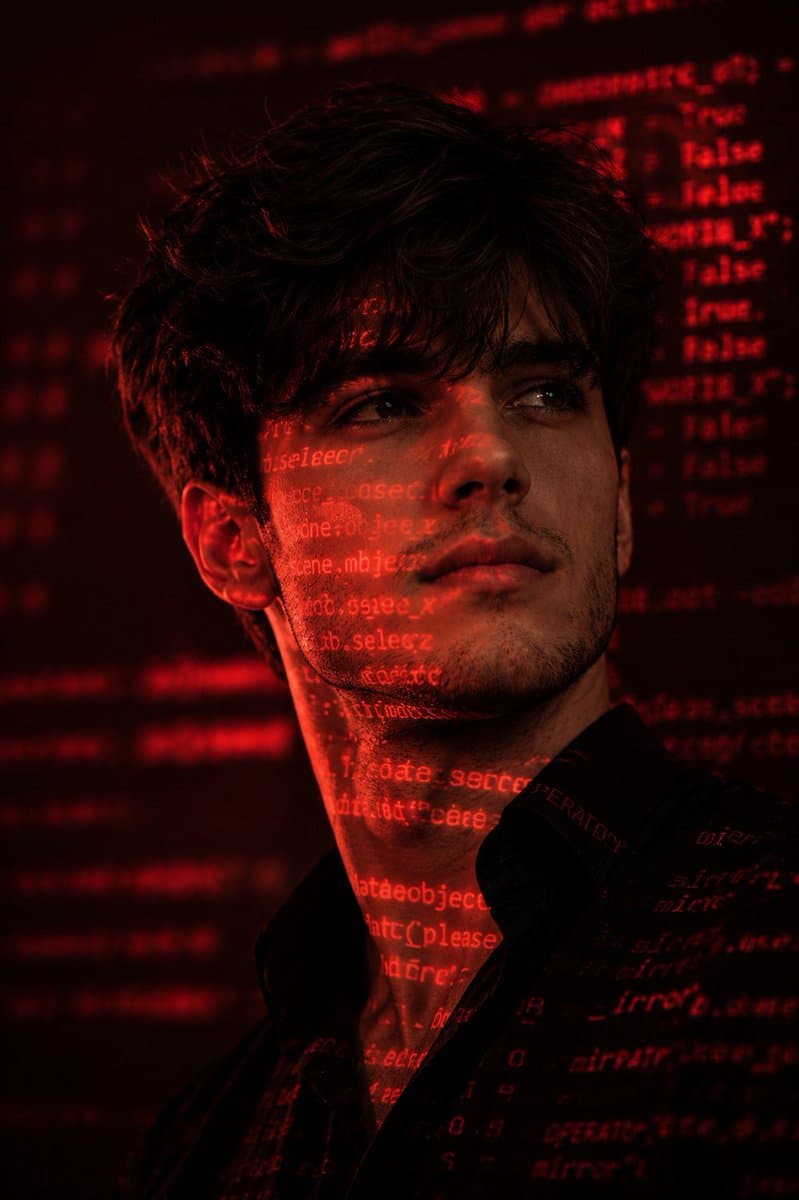 Cyberpunk Hacker Red Portrait preview image 1