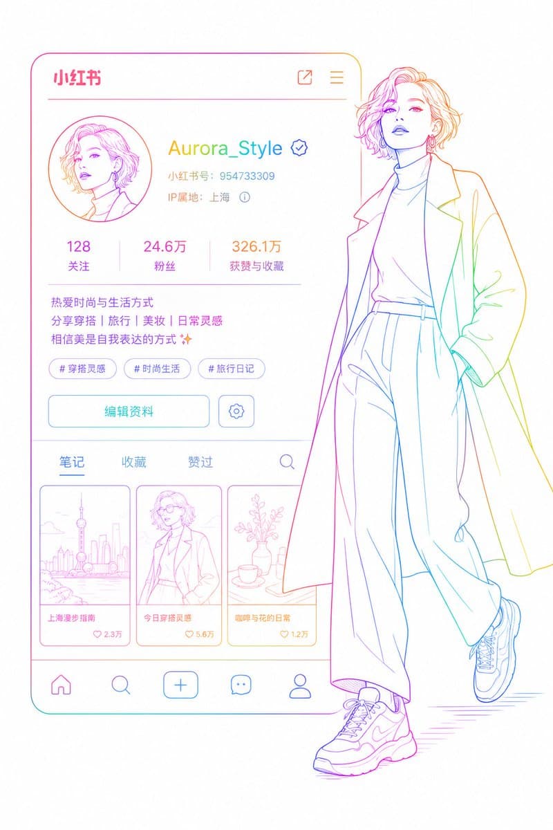 Social Media Profile Neon Line Art preview image 2