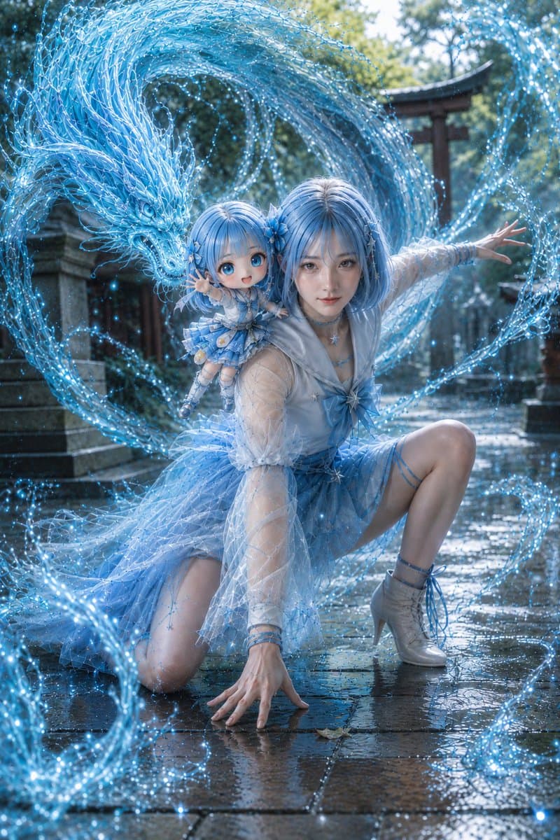 Water Dragon Magic Girl Fantasy Portrait preview image 1