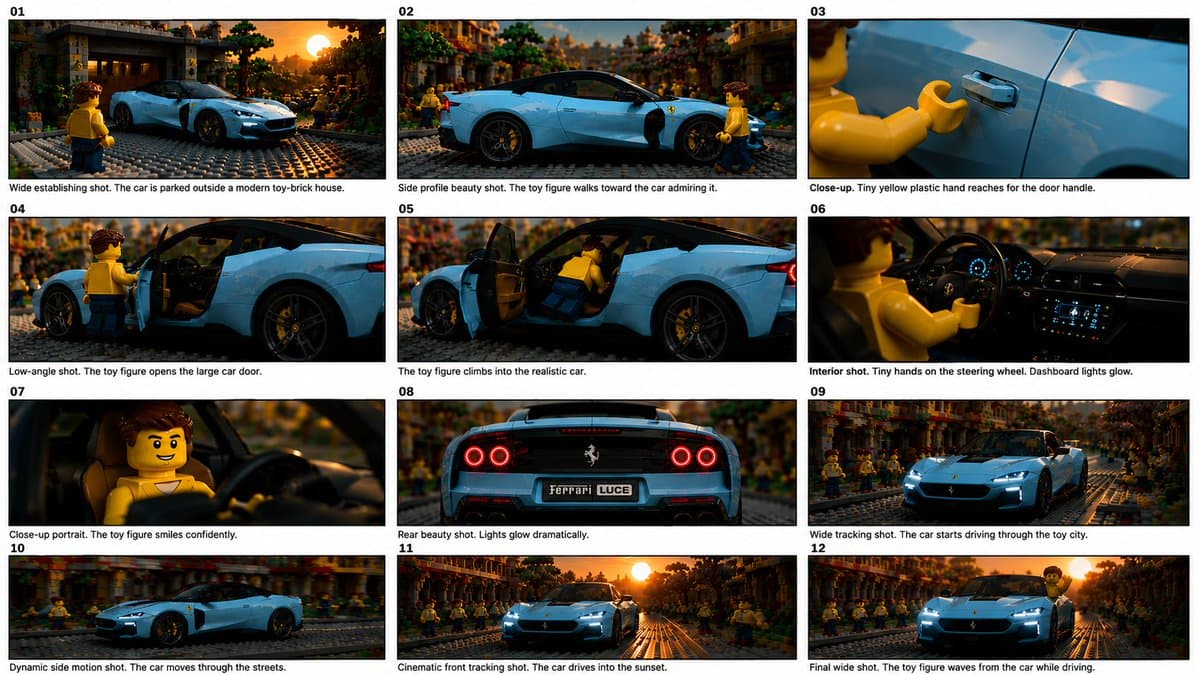 Toy Ferrari Storyboard Contact Sheet preview image 1
