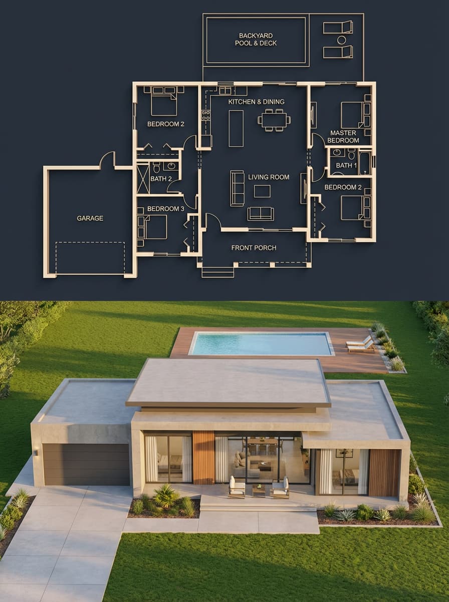 Architectural Blueprint to Render Split preview image 1