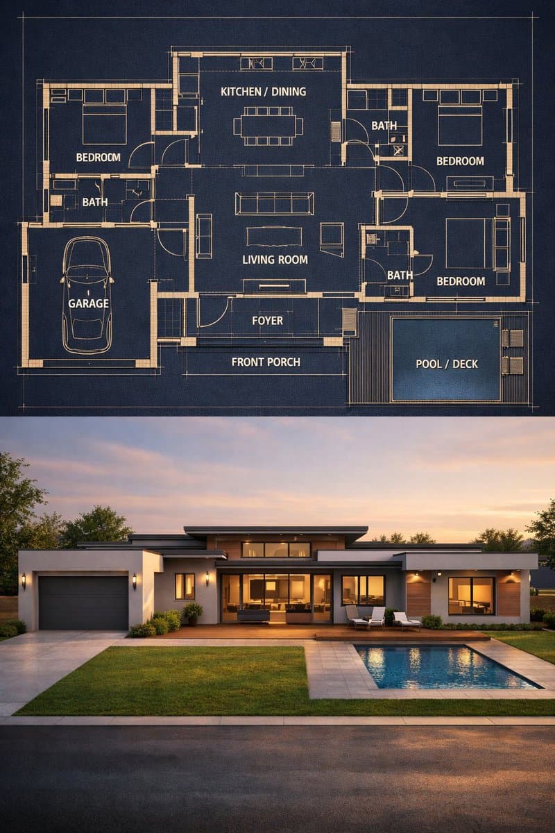 Architectural Blueprint to Render Split preview image 2
