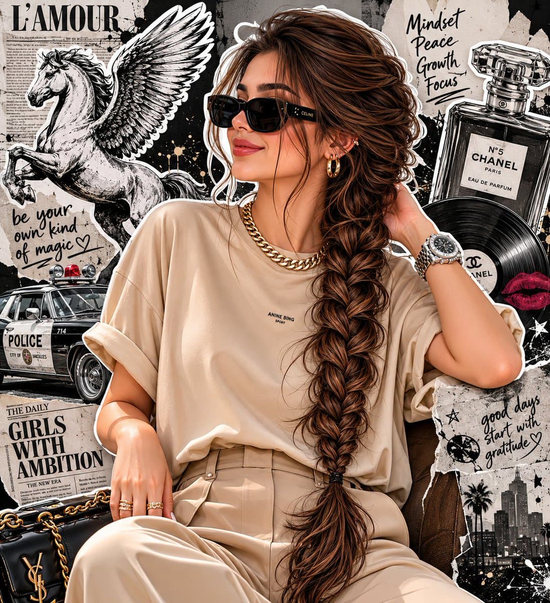 Fashion Editorial Portrait with Grunge Collage preview image 1