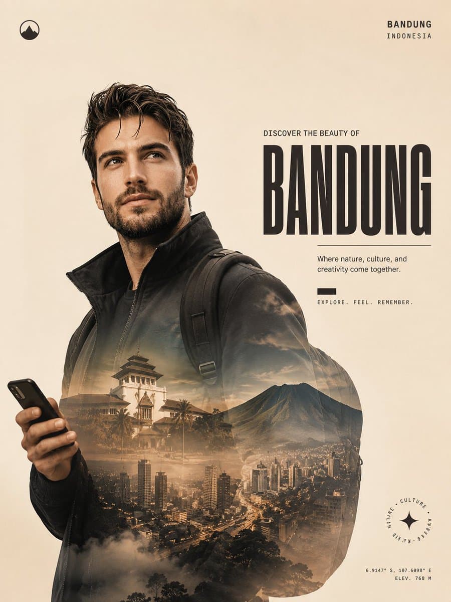 Cinematic Double Exposure Travel Poster preview image 3