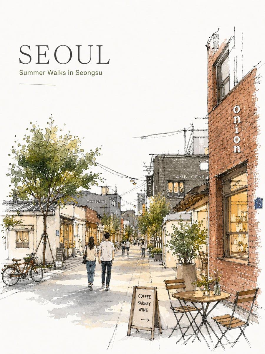 Seoul Watercolor Travel Poster preview image 2