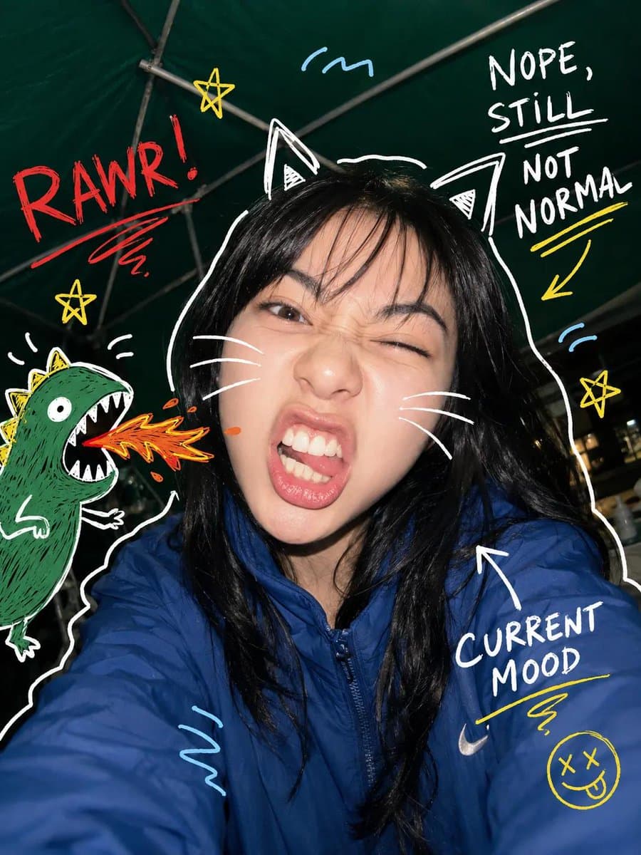 Y2K Nighttime Selfie with Doodles preview image 2