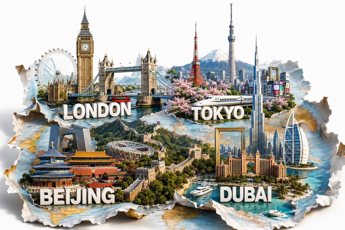 Pop-Up World Map City Collage preview image 1