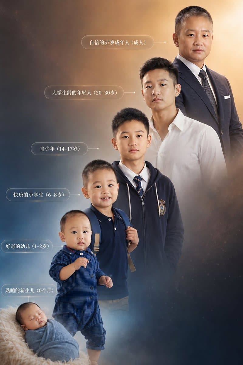 Six-Stage Life Progression Portrait preview image 1