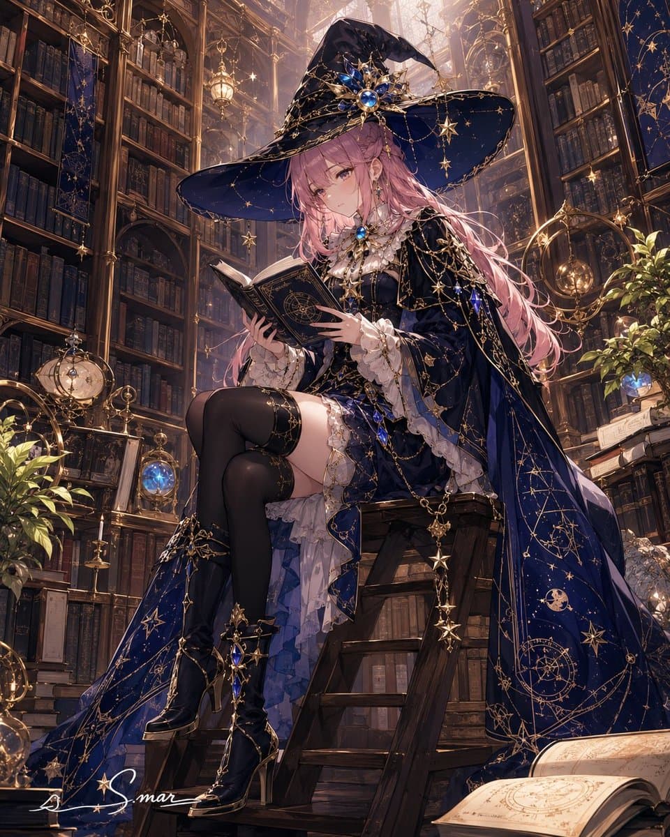 Celestial Sorceress in Magical Library preview image 1