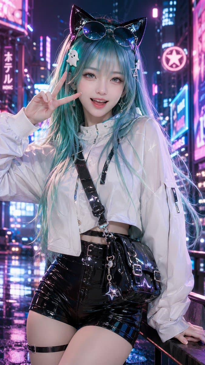3D CG Cyberpunk Neko Girl Portrait preview image 1