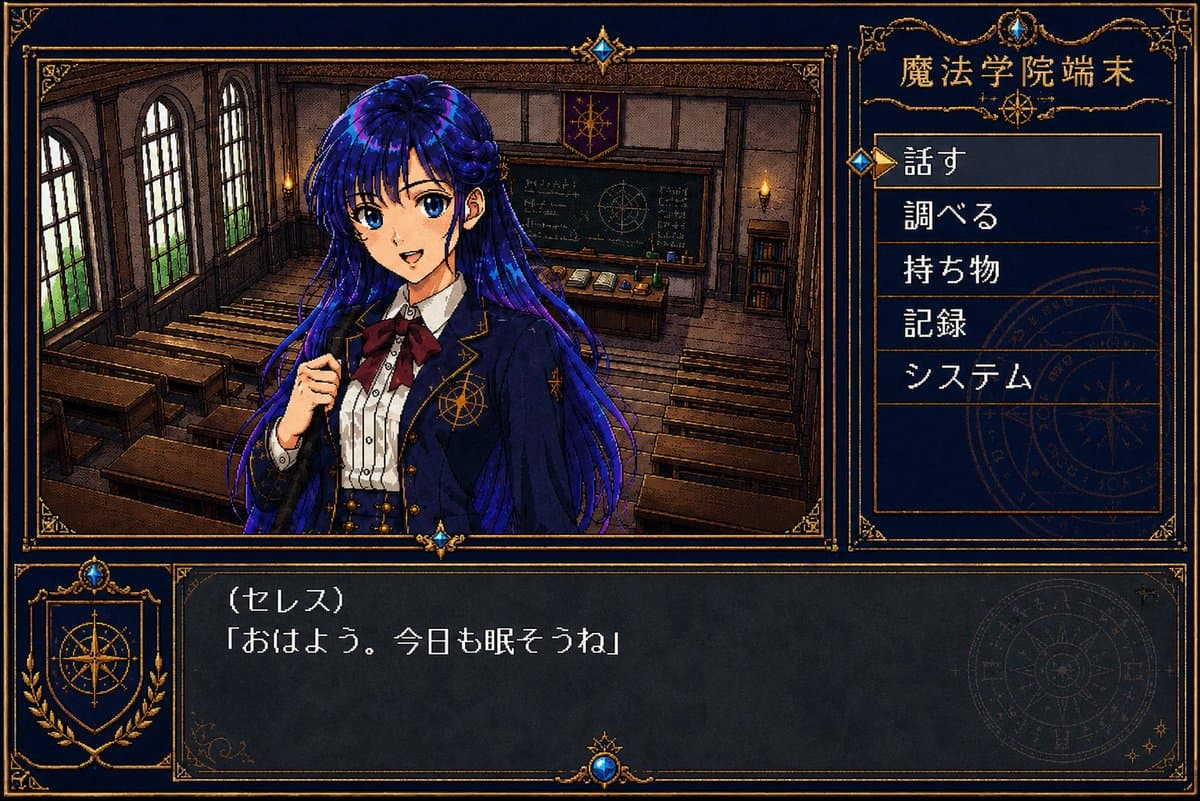 Retro Magic Academy Visual Novel UI preview image 1