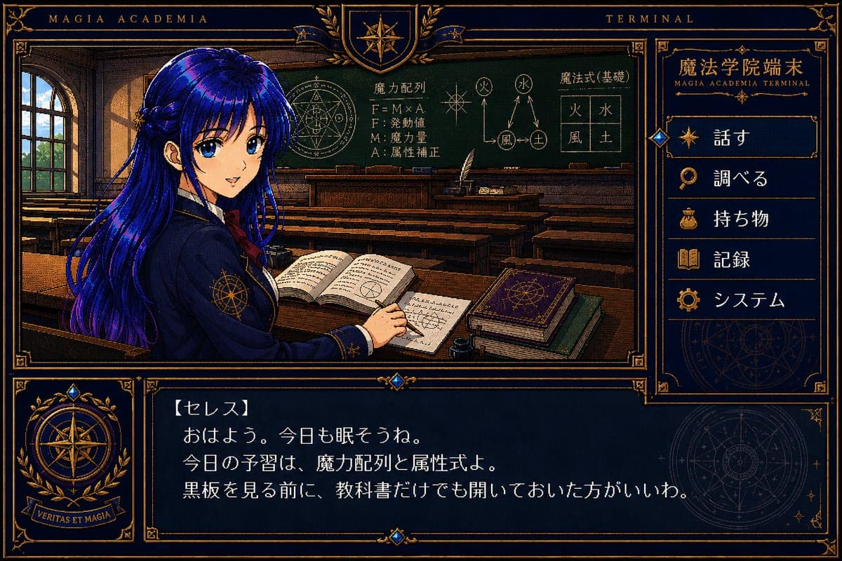 Retro Magic Academy Visual Novel UI preview image 2