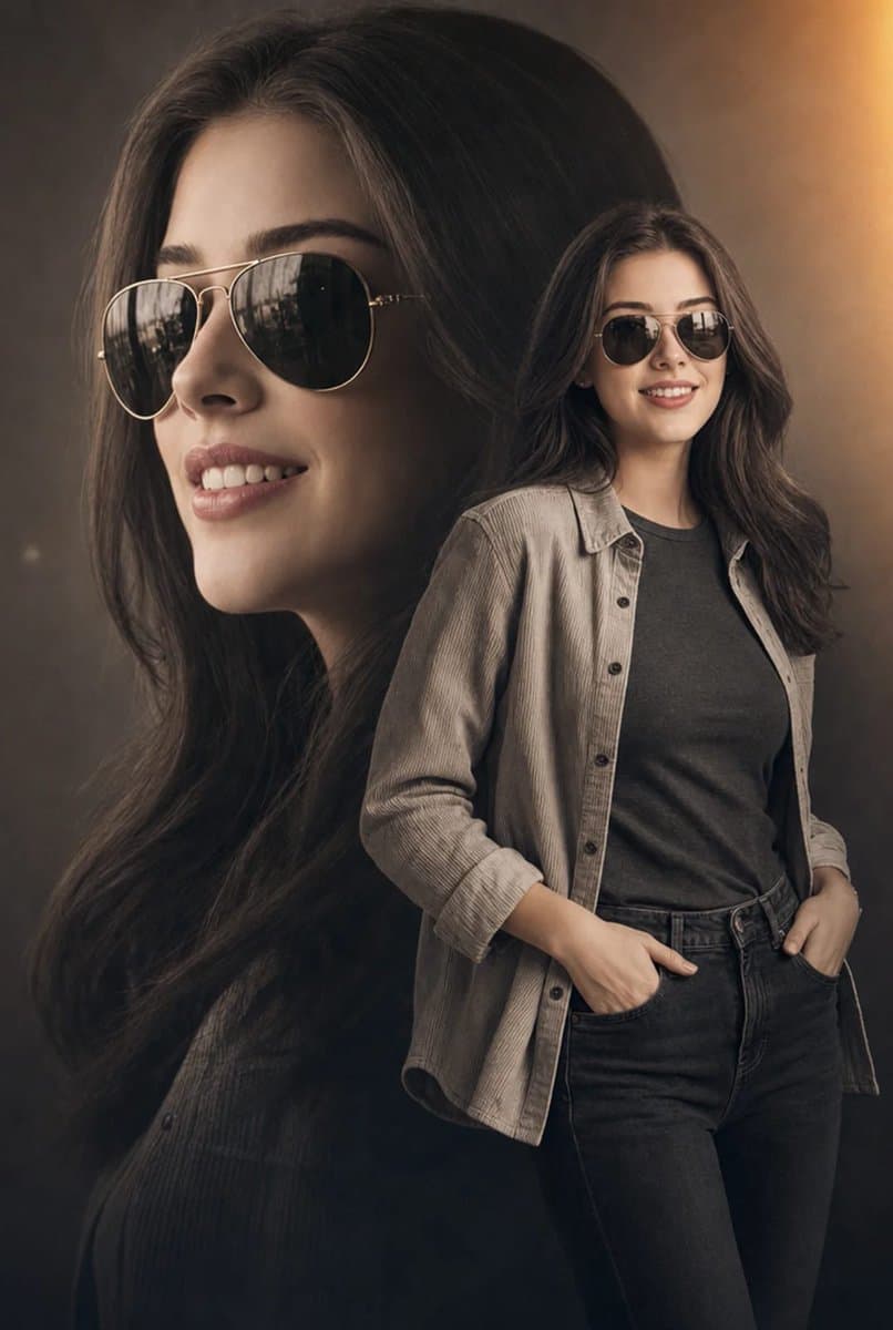 Cinematic Double Exposure Fashion Portrait preview image 1