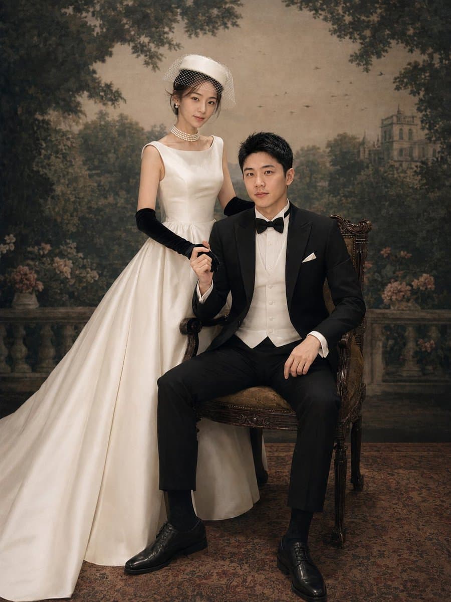Vintage Garden Wedding Portrait preview image 4