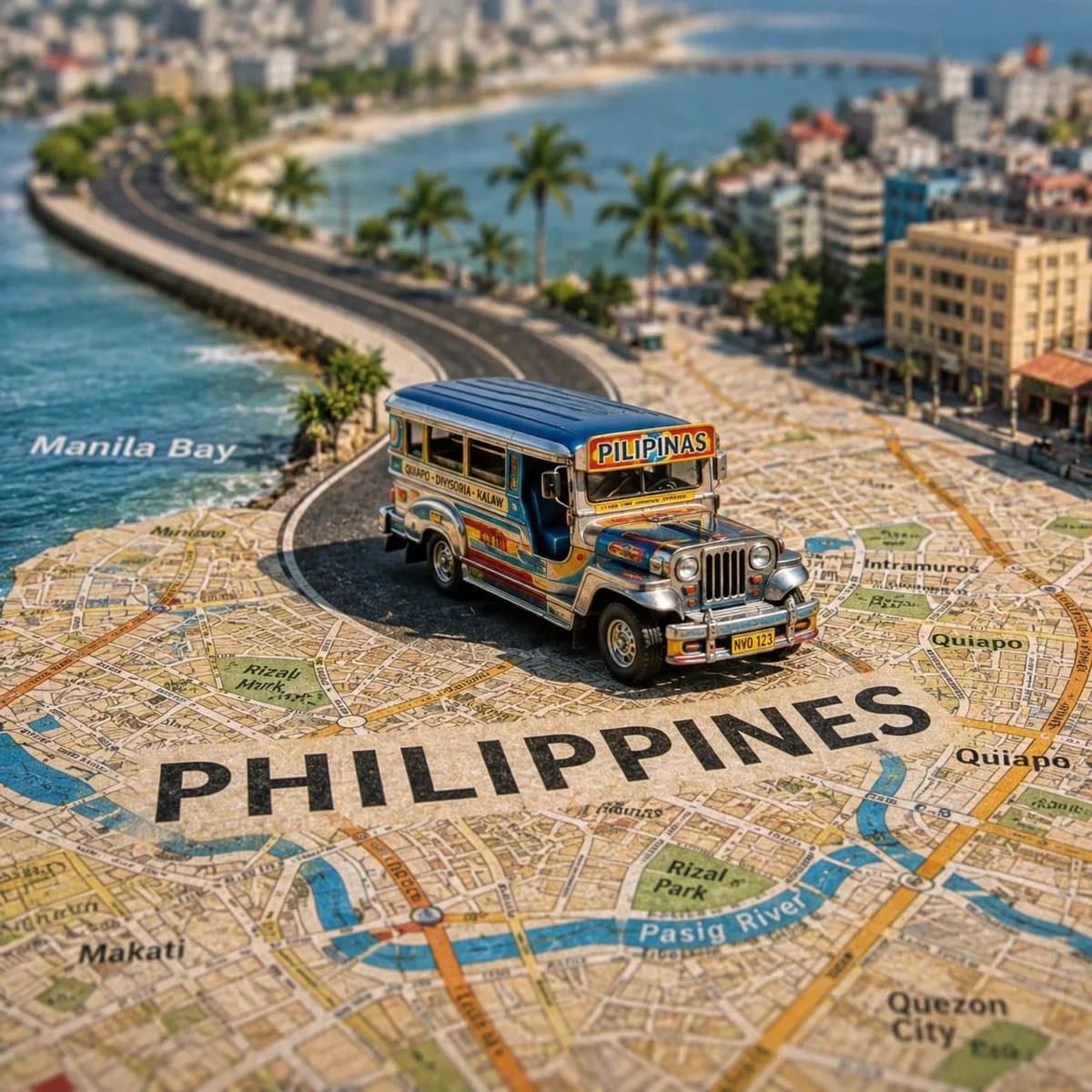 Tilt-Shift City Map Travel Scene preview image 3