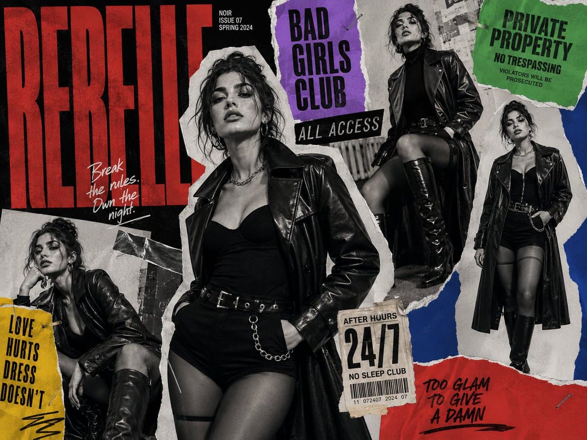 Noir Fashion Collage Poster preview image 2