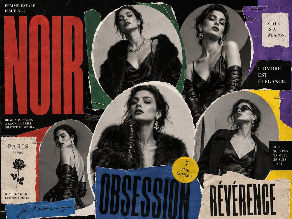 Noir Fashion Collage Poster preview image 3