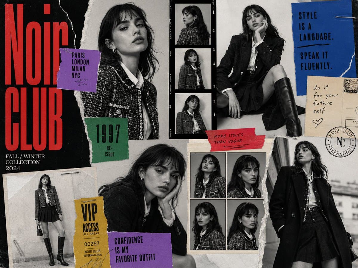 Noir Fashion Collage Poster preview image 4