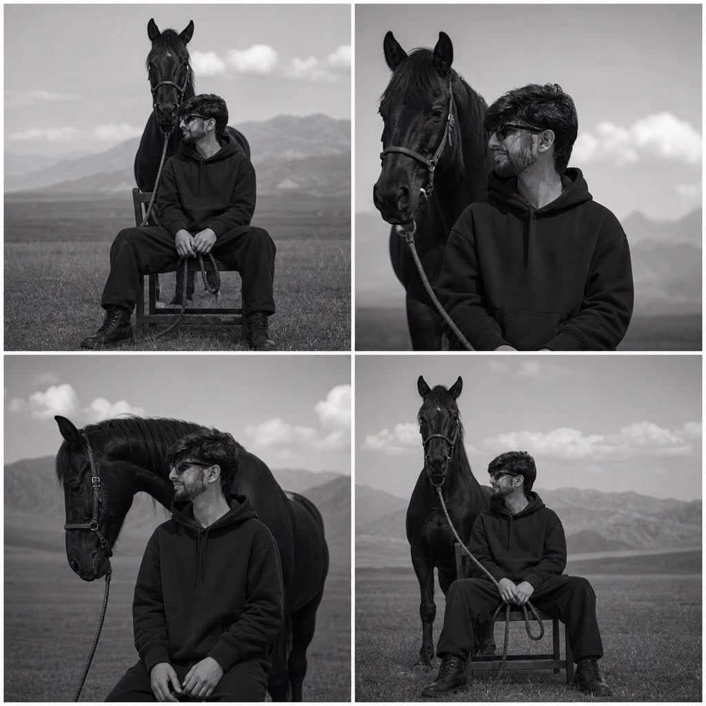 Monochrome Horse Field Portrait preview image 1
