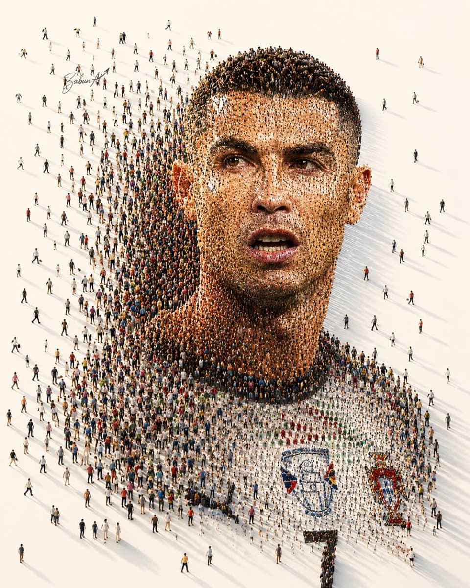 Human Crowd Mosaic Portrait preview image 1