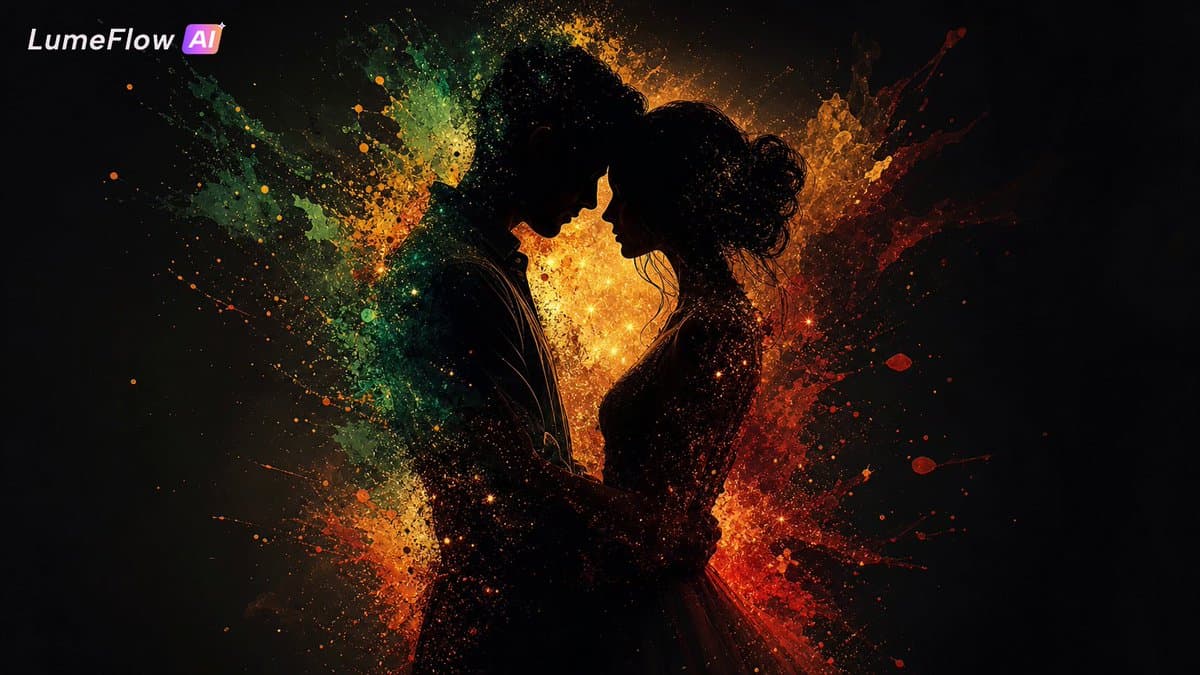 Cosmic Ink Splash Couple Silhouette preview image 2