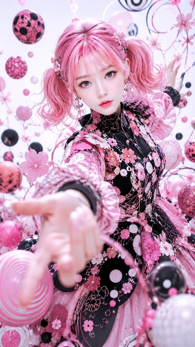 Pink Gothic Floral Fantasy Portrait preview image 4