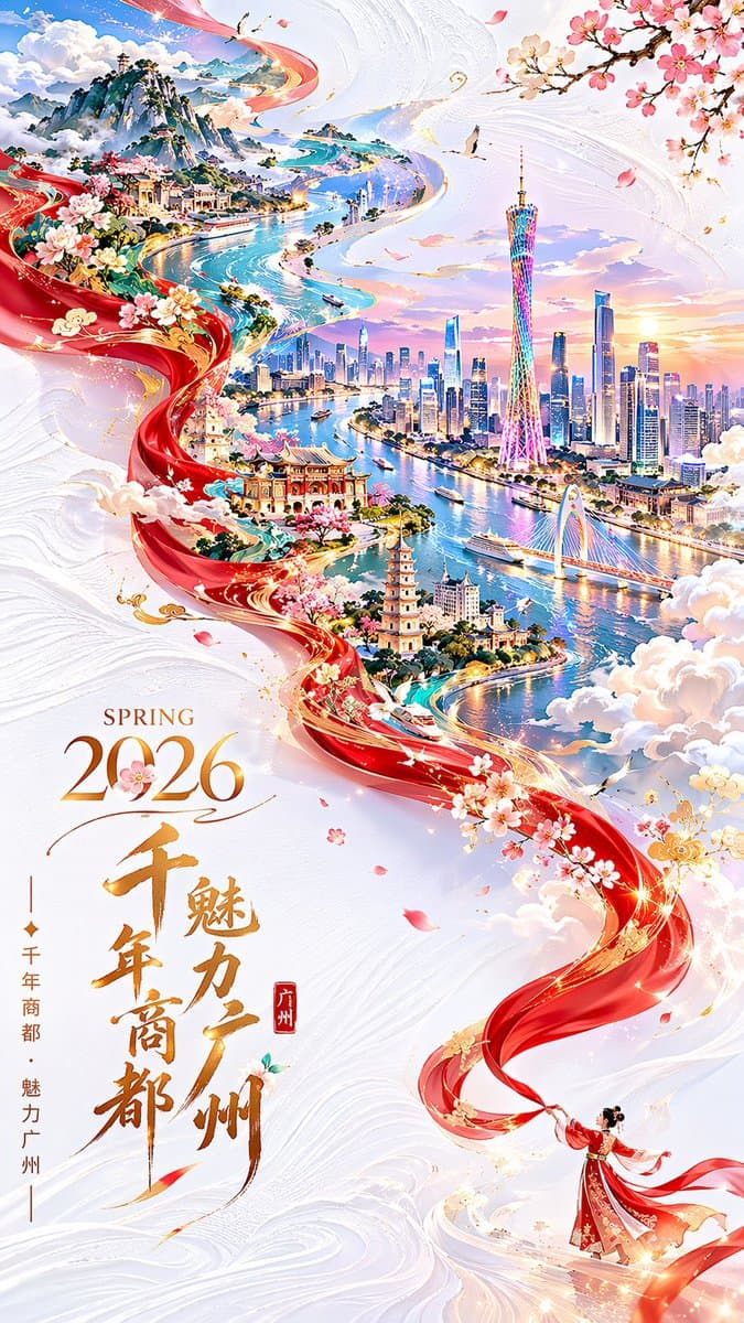 Guangzhou Spring Festival Double Exposure Poster preview image 1