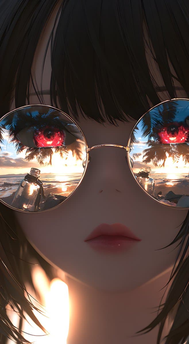 Crimson Eyes Glasses Reflection Portrait preview image 2