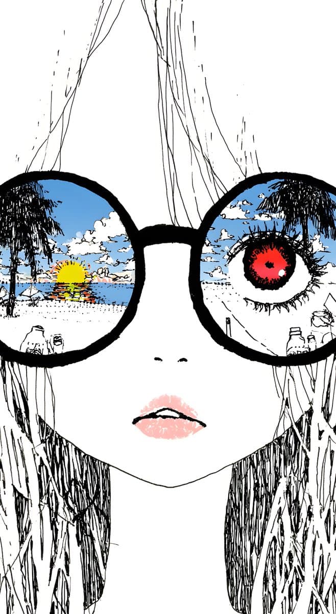 Crimson Eyes Glasses Reflection Portrait preview image 3