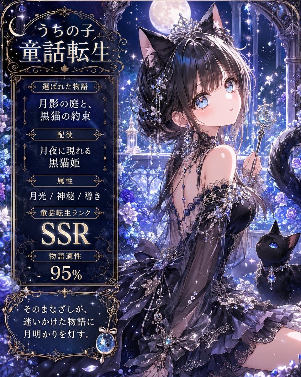 Moonlit Cat Princess Fairy-Tale Card preview image 1