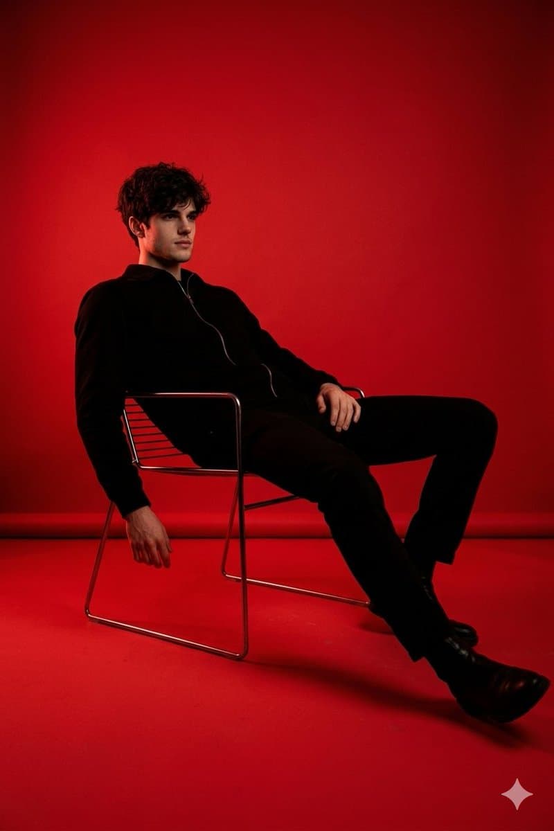 Red Light Minimalist Studio Portrait preview image 2