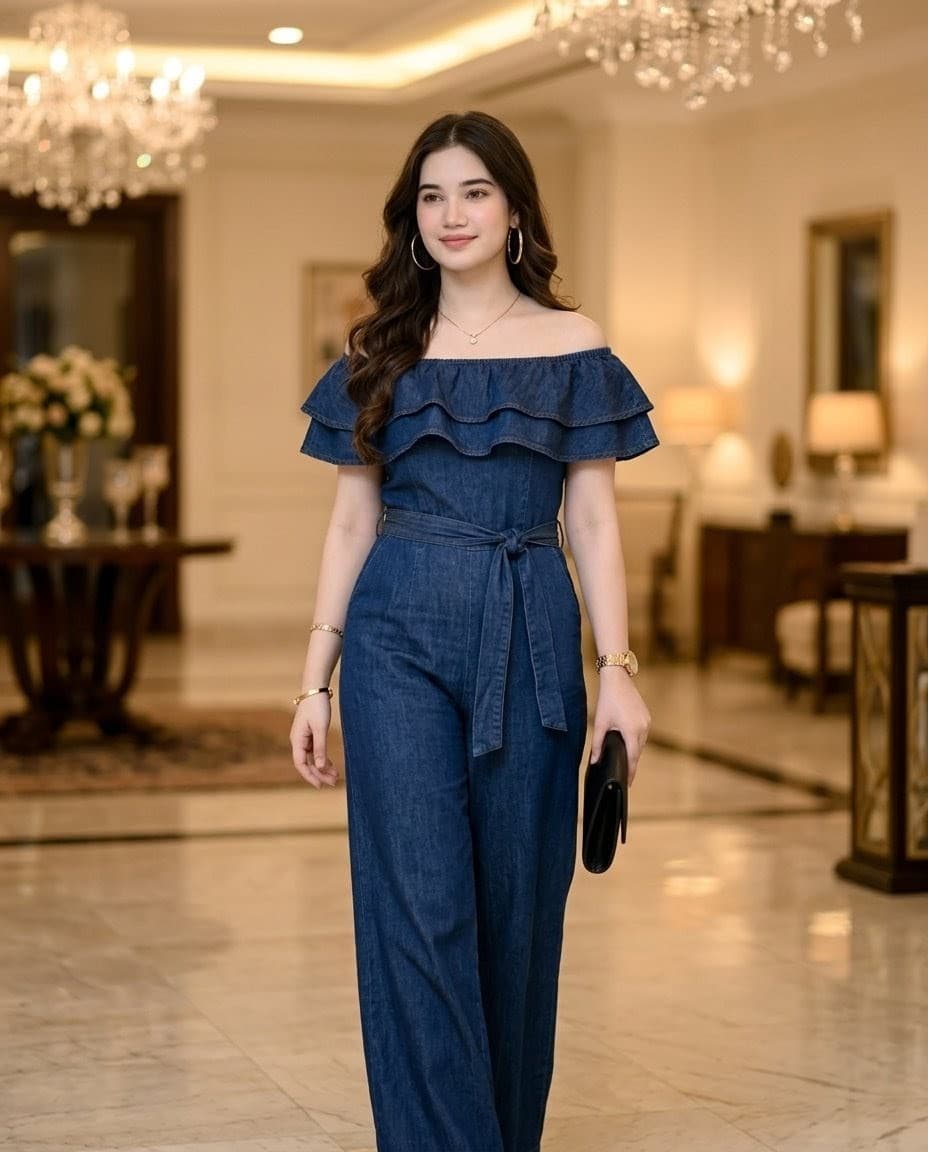 Elegant Denim Jumpsuit Hotel Portrait preview image 1