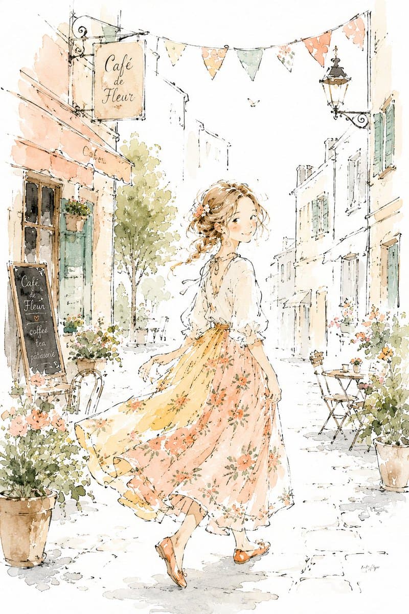 Minimalist Whimsical Street Watercolor preview image 1