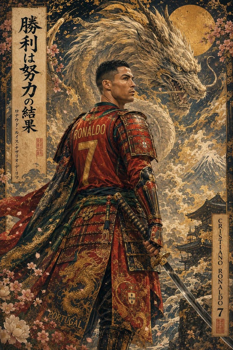 Ukiyo-e Mythological Samurai Portrait - 1 preview image 1