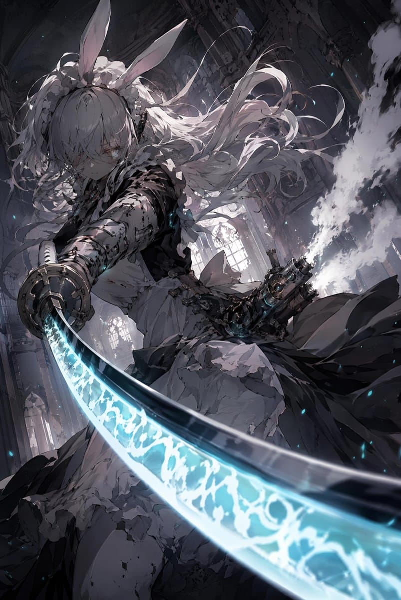 Rabbit-Eared Swordswoman in Ruined Cathedral preview image 1