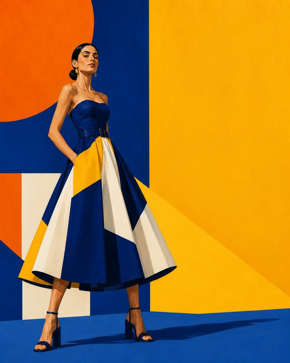 Geometric Color-Block Fashion Illustration - 1 preview image 2