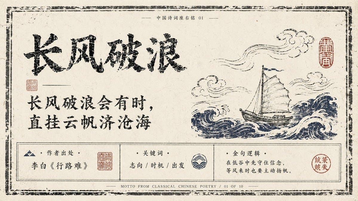 Antique Chinese Poetry Motto Poster - 1 preview image 1