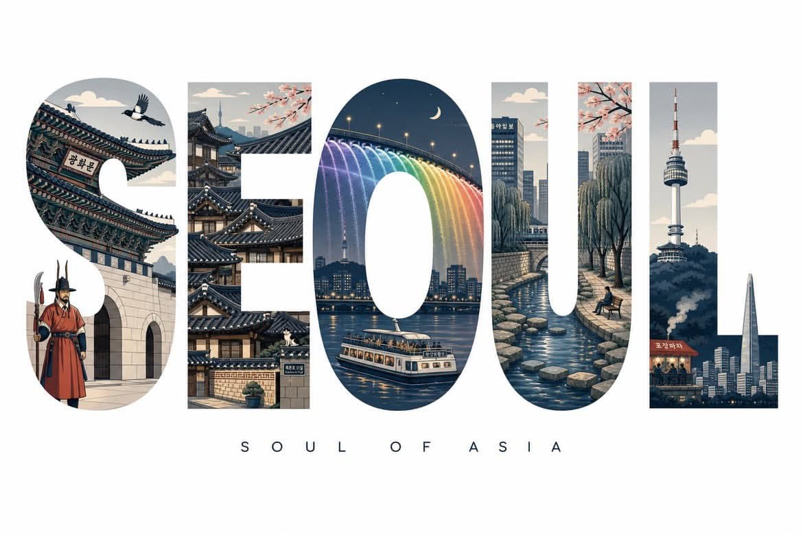 Typographic Travel Poster with Inner Scenes - 1 preview image 3