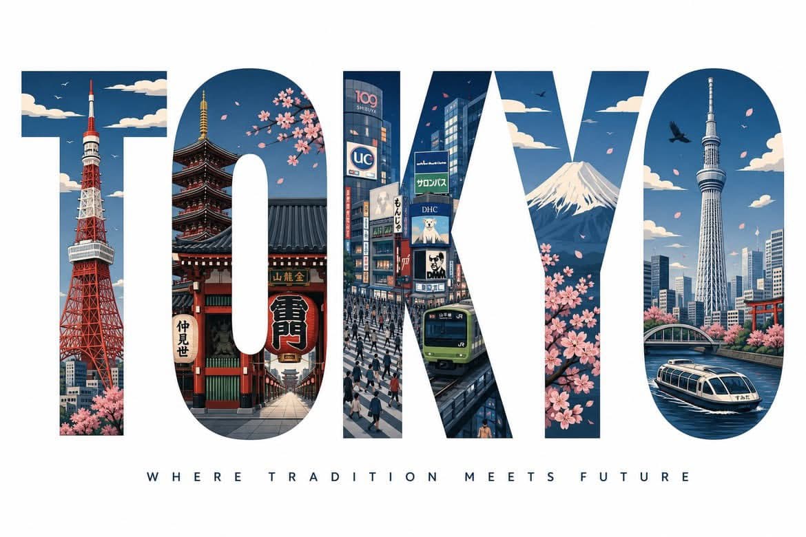 Typographic Travel Poster with Inner Scenes - 1 preview image 4